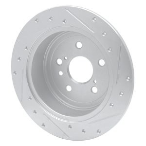 Toyota Venza Brake Rotor (1) - Rear Left - R1 Concepts - Drilled & Slotted - Silver - `09-`15